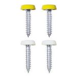 Wot-Nots Number Plate Plastic Top Screws - White & Yellow (PWN566)