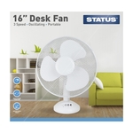 Status 3 Speed Oscillating Desk Fan - 16in. (S16DESKFAN1PKB)