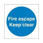 Castle Promotions Fire Escape Keep Clear Sign - Self Adhesive Vinyl - 100mm x 100mm (SS007SA)