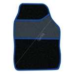 Streetwize Standard Universal Velour Mat Set - Black/Blue Binding - 4 Piece