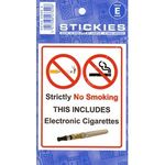 Castle Promotions Indoor Vinyl Sticker - White - No Electronic Cigarettes (V552)
