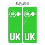 Castle Promotions Pair Of UK E.V Number Plate Green Stickers