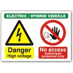 Prosol EV & Hybrid Vehicle Danger High Voltage / No Access Sign