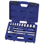Various Size Shallow Metric Chrome Plated Socket Set With Handle Extensions