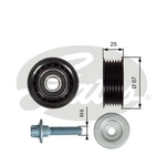Gates DriveAlign Idler Pulley With Grooves (T36619) Fits: Mercedes-Benz