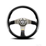 MOMO Tuner Silver/Black Leather 320mm Diameter Street Steering Wheel 