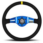 MOMO Mod 3 Steering Wheel - Blue Spoke & Black Suede 350mm
