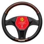 MOMO Luxury Universal Black & Briar Look Wood Wood Steering Wheel Cover 