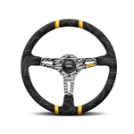 MOMO Ultra Black 350mm Alcantara & Yellow Street Steering Wheel