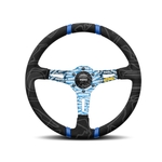MOMO Ultra Black 350mm Alcantara & Blue Street Steering Wheel