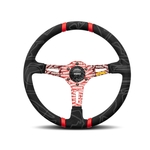 MOMO Ultra Black 350mm Alcantara & Red Street Steering Wheel