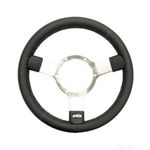 Mountney Traditional 12 Inch Leather Steering Wheel - Polished Centre (23SPLB)