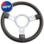 Mountney Traditional 13 Inch Vinyl Steering Wheel - Black with Red Stitching (33SPVB/RS)