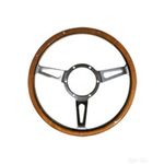 Classic 13 Inch Riveted Woodrim Steering Wheel - Polished Centre - 33SPCW by Mountney