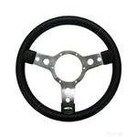 Mountney Traditional 13 Inch Leather Steering Wheel - Polished Centre (33SPLB)