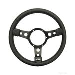 Mountney Traditional 14 Inch Leather Steering Wheel - Black Centre - (43SBLB)