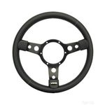 Mountney Traditional 15 Inch Leather Steering Wheel - Black Centre (53SBLB)