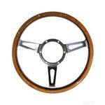 Classic 15 Inch Riveted Woodrim Steering Wheel - Polished Centre - 53SPCW