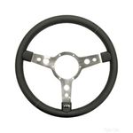 Mountney Traditional 15 Inch Leather Steering Wheel - Polished Centre (53SPLB)