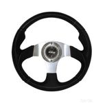 Mountney M Range 320mm Black Leather Moulded Steering Wheel - Silver Centre (M32M311S)