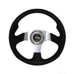 Mountney M Range 340mm Black Leather Moulded Steering Wheel - Silver Centre (M34M311S)