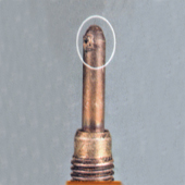 Defective glow plug with fractured probe tip