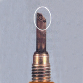 Defective glow plug with deteriorated probe tip
